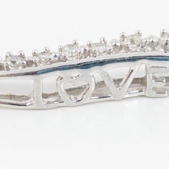 Estate 10 k white gold diamond journey pendant - Picture 3 of 5